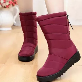 Women Mid-Calf Winter Snow Anti-Slip Fur Lined Waterproof Boots