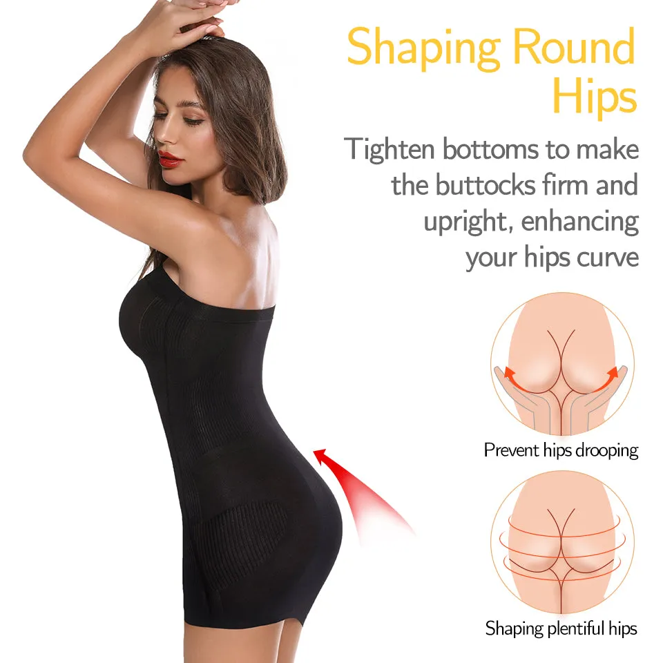 Women Shapewear Strapless Full Slips for Under Dress Tummy Control Slips Skirts Full Body Shaper Seamless Underwear Shaper