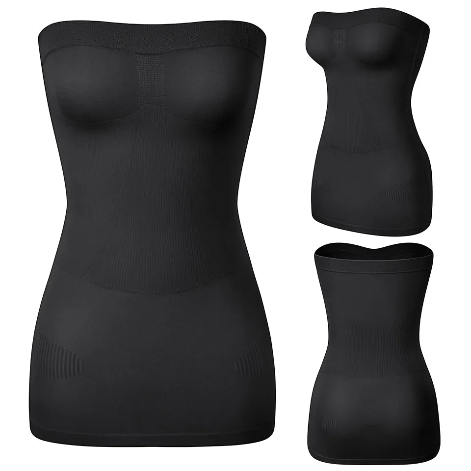 Women Shapewear Strapless Full Slips for Under Dress Tummy Control Slips Skirts Full Body Shaper Seamless Underwear Shaper