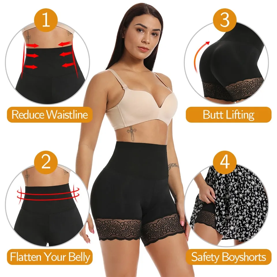 Women's Body Shaper High Waist Safety Shorts Lace Knickers Tummy Control Panties Underwear Shaping Boyshorts Shapewear