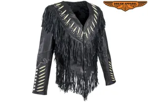 Women’s Shortened Western Style Leather Motorcycle Jacket