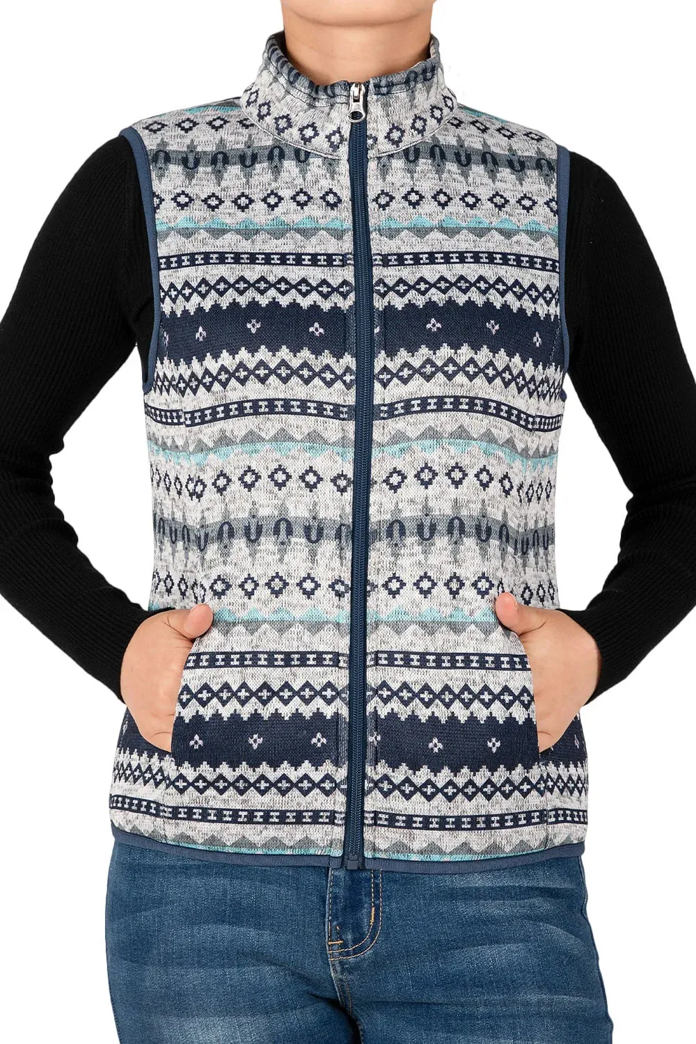 Women's Sweater Fleece Vest, Sherpa Lined